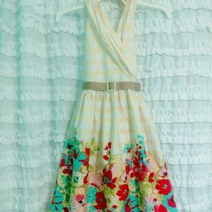 Beige and flowered summer dress